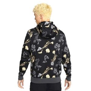 Nike Sportswear Club Fleece Men's Floral Pullover Hoodie Small Black/Grey/Beige)